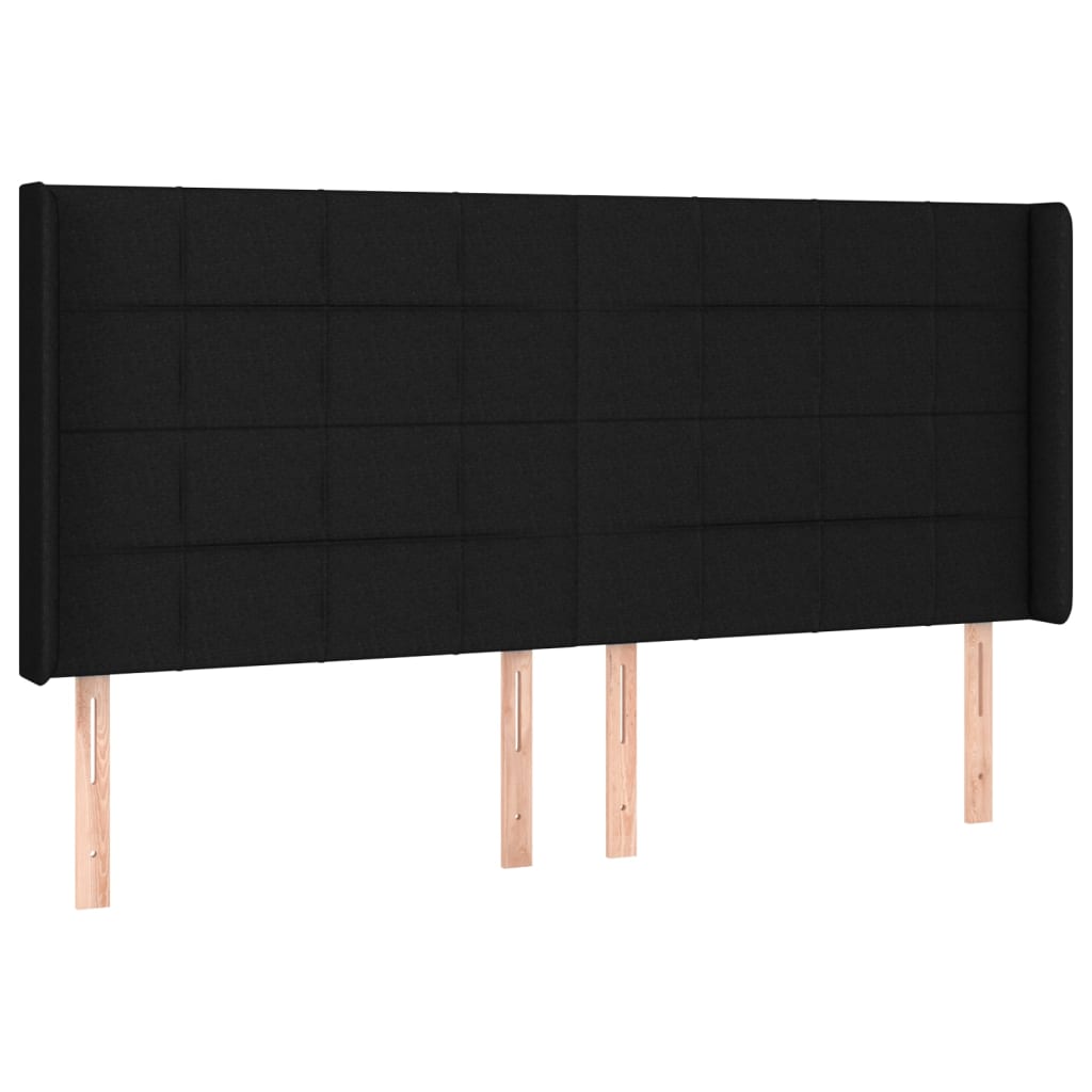 Kopfteil mit Ohren Schwarz 183x16x118/128 cm Stoff