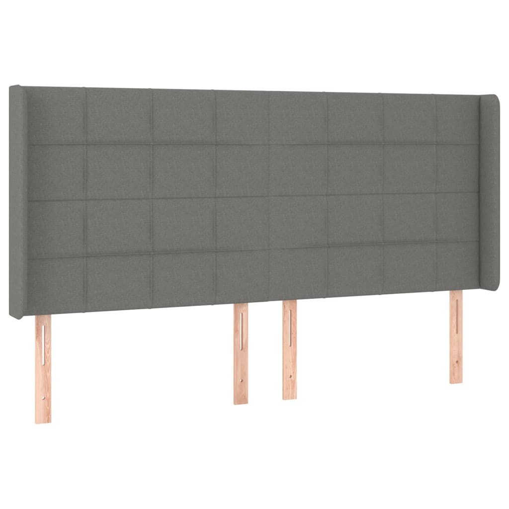 Kopfteil mit Ohren Dunkelgrau 203x16x118/128 cm Stoff