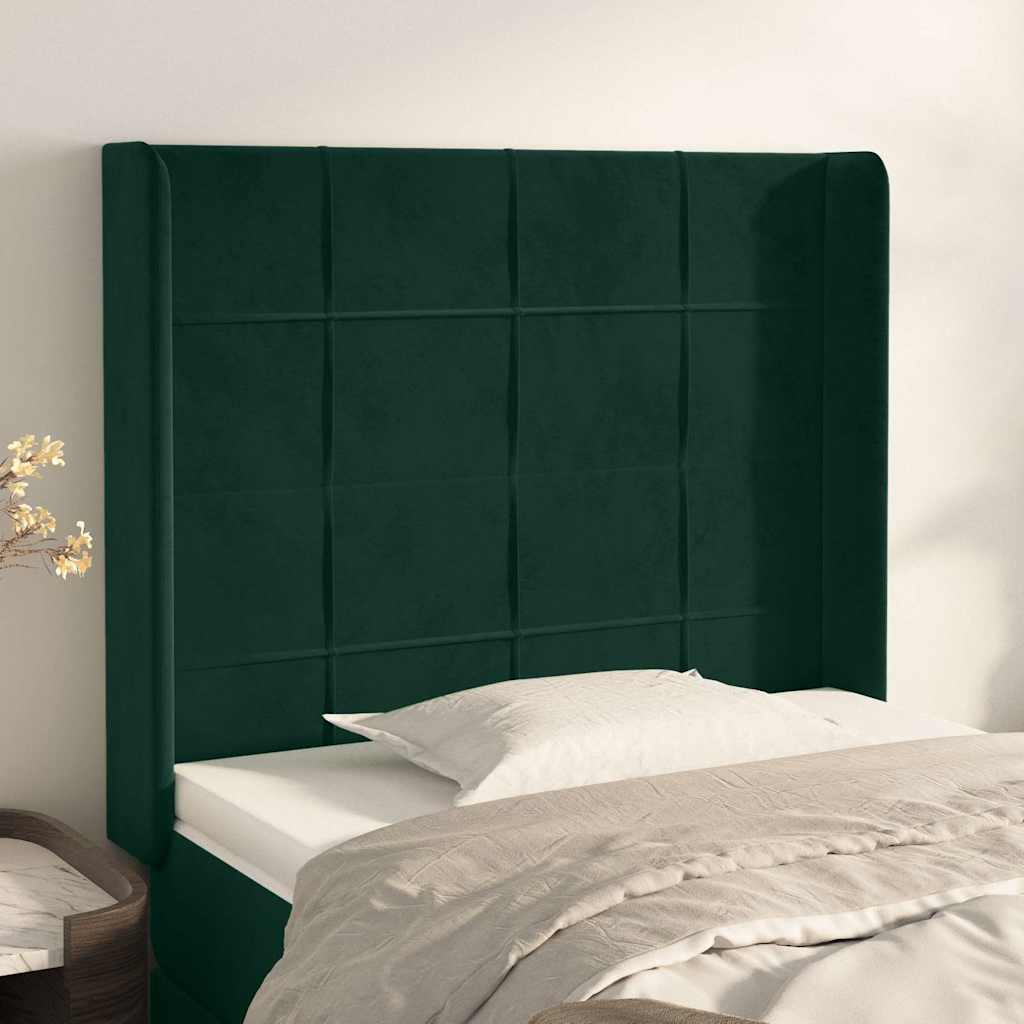 Kopfteil mit Ohren Dunkelgrün 83x16x118/128 cm Samt
