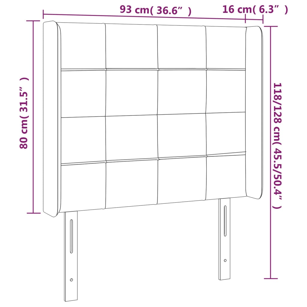 Kopfteil mit Ohren Dunkelgrau 93x16x118/128 cm Samt