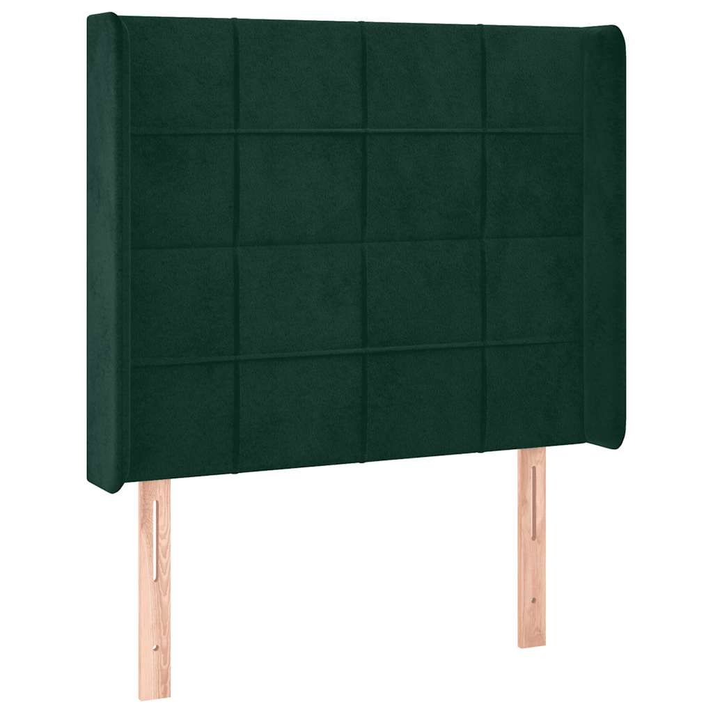 Kopfteil mit Ohren Dunkelgrün 93x16x118/128 cm Samt