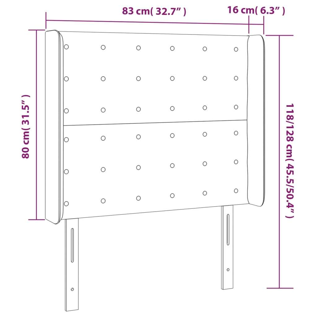 Kopfteil mit Ohren Weiß 83x16x118/128 cm Kunstleder