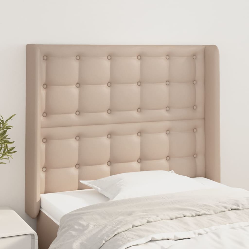 Kopfteil mit Ohren Cappuccino-Braun 83x16x118/128 cm Kunstleder