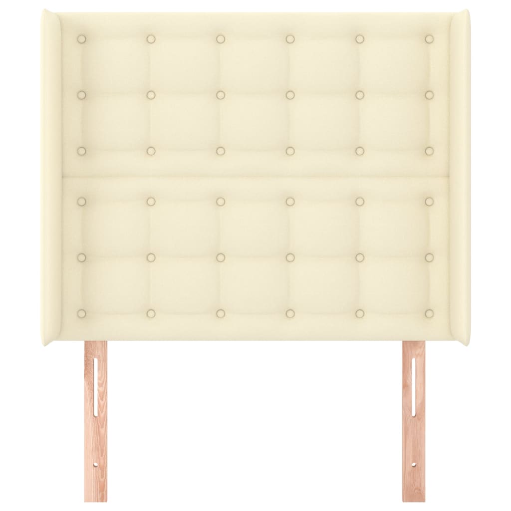 Kopfteil mit Ohren Creme 93x16x118/128 cm Kunstleder