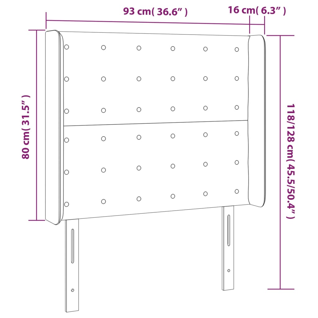 Kopfteil mit Ohren Creme 93x16x118/128 cm Kunstleder