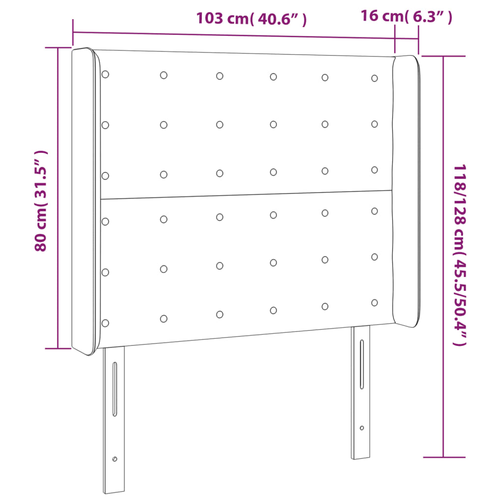 Kopfteil mit Ohren Schwarz 103x16x118/128 cm Kunstleder