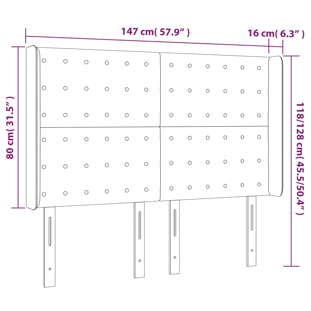 Kopfteil mit Ohren Creme 147x16x118/128 cm Kunstleder