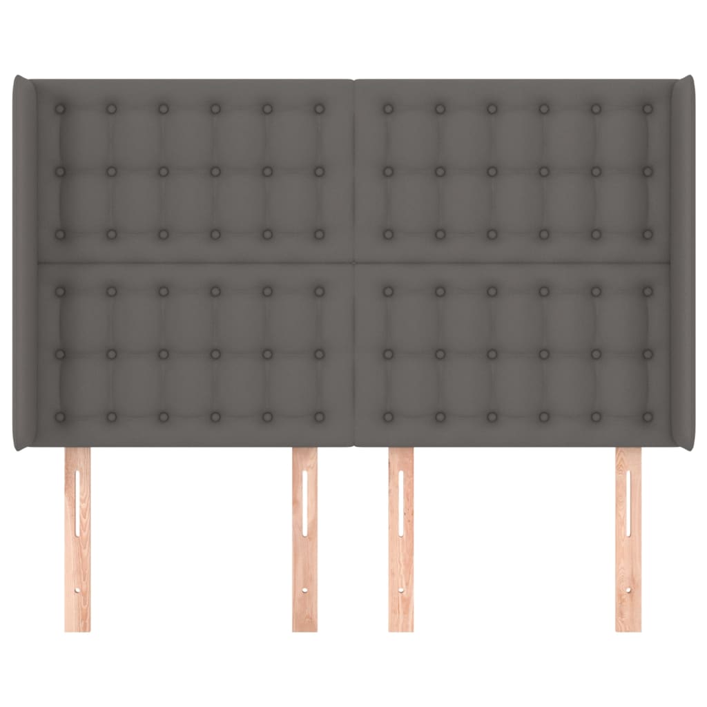 Kopfteil mit Ohren Grau 147x16x118/128 cm Kunstleder