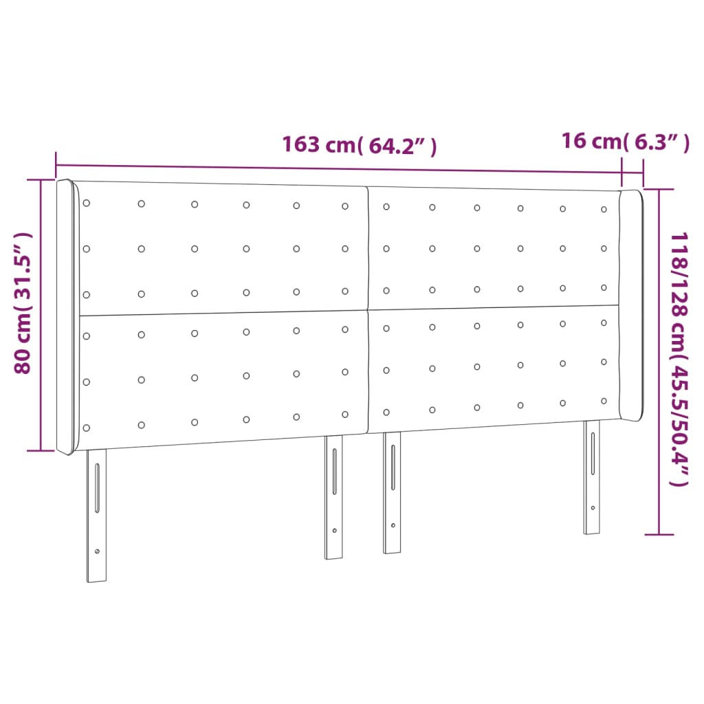 Kopfteil mit Ohren Cappuccino-Braun 163x16x118/128cm Kunstleder