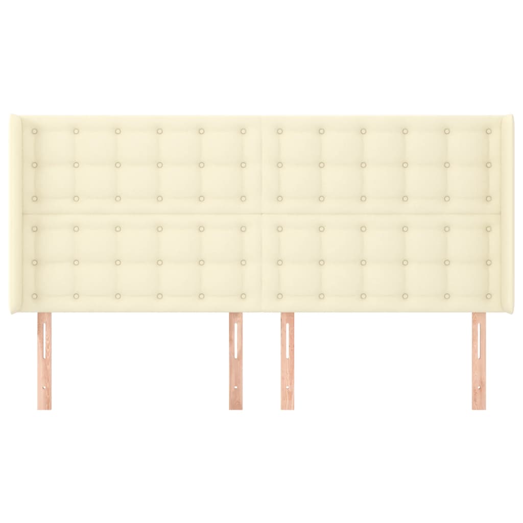 Kopfteil mit Ohren Creme 183x16x118/128 cm Kunstleder