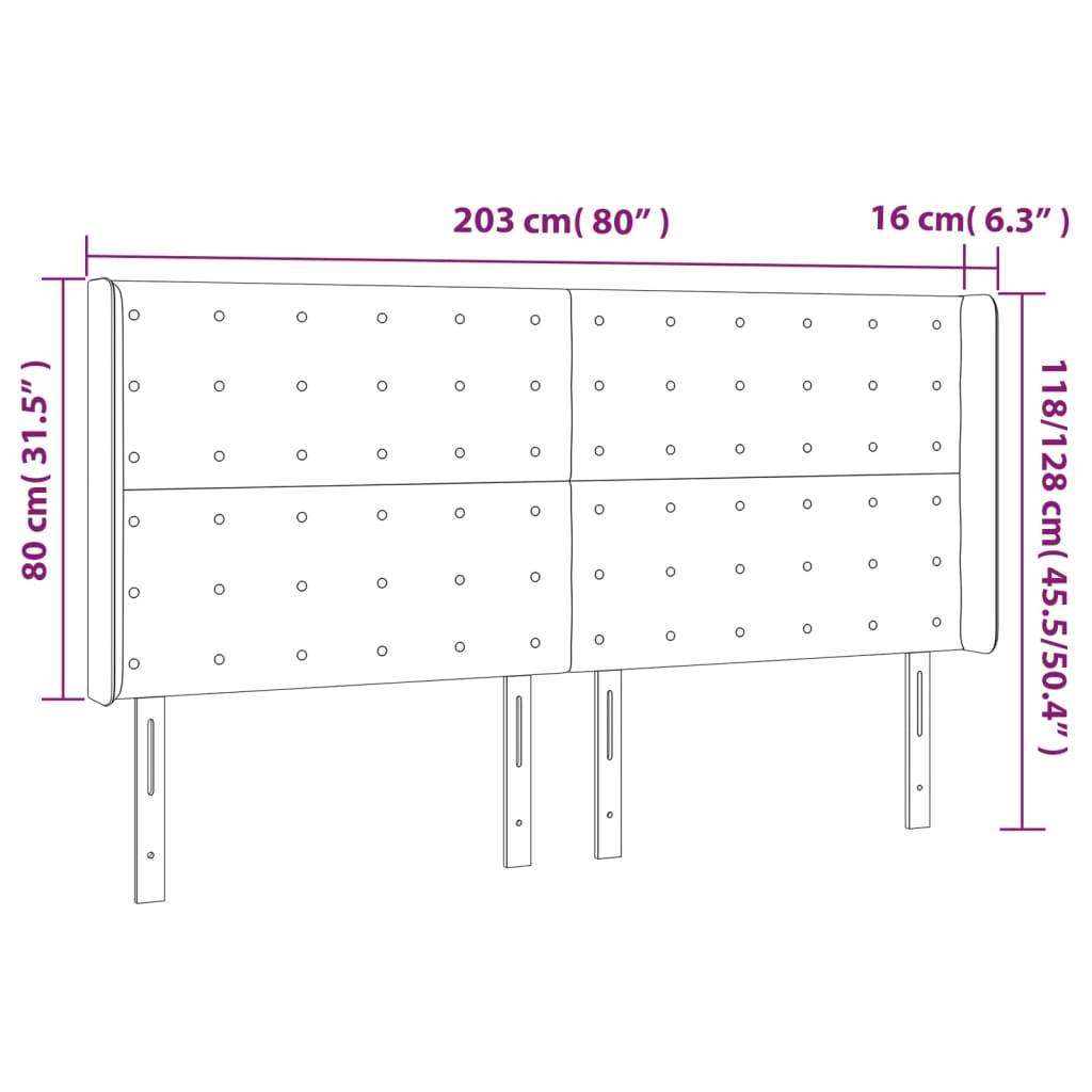 Kopfteil mit Ohren Creme 203x16x118/128 cm Kunstleder