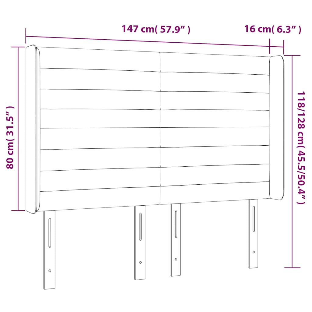 Kopfteil mit Ohren Dunkelblau 147x16x118/128 cm Samt