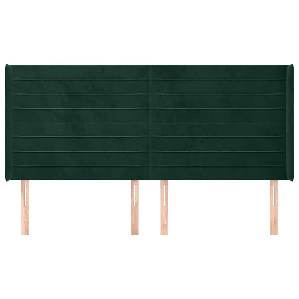 Kopfteil mit Ohren Dunkelgrün 163x16x118/128 cm Samt
