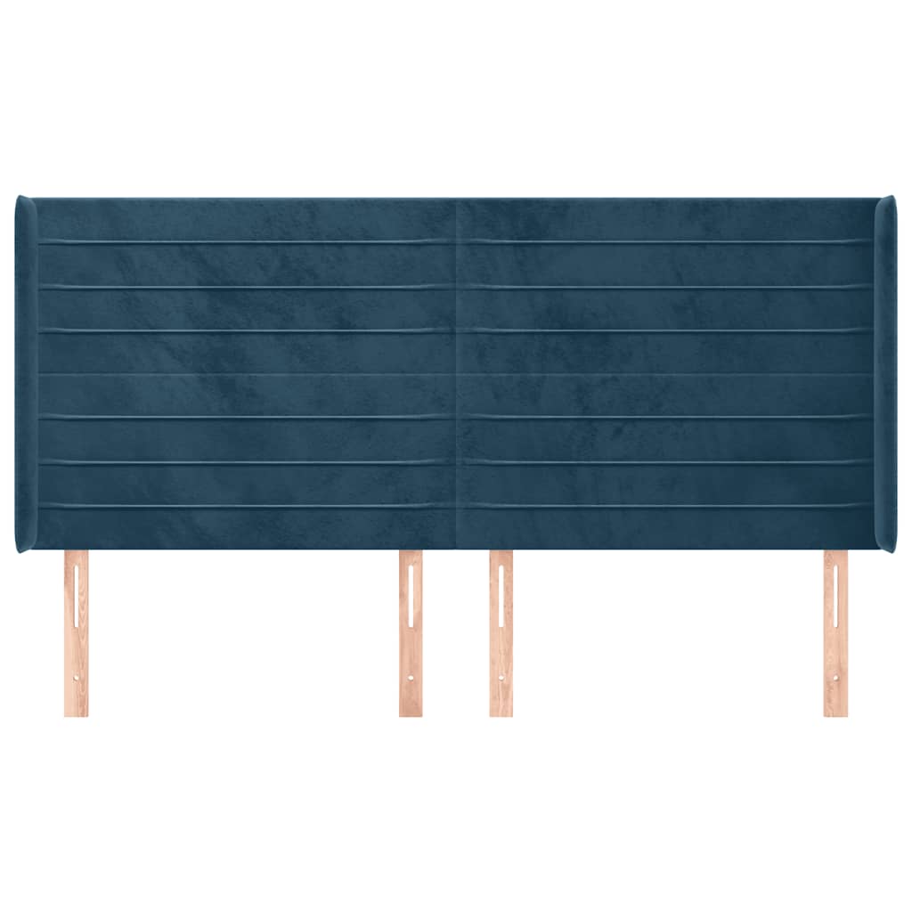 Kopfteil mit Ohren Dunkelblau 163x16x118/128 cm Samt