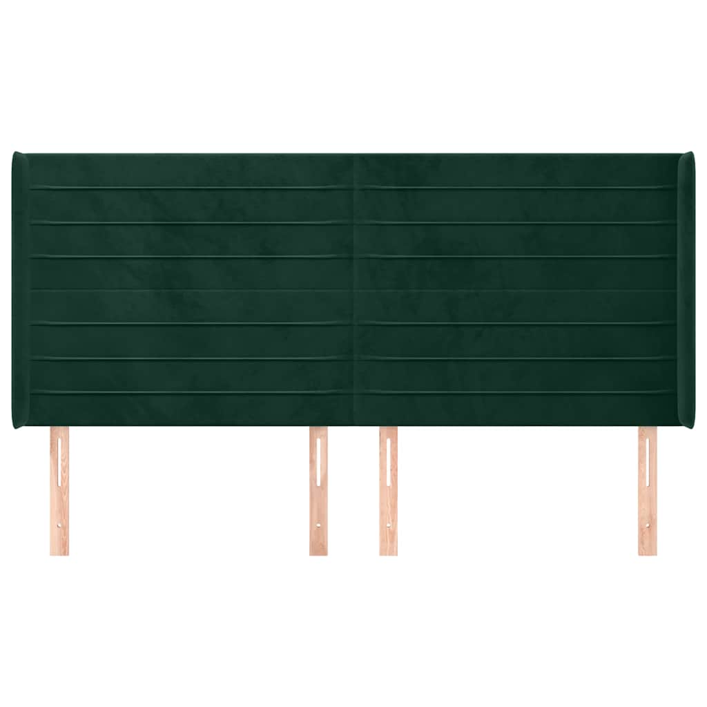 Kopfteil mit Ohren Dunkelgrün 183x16x118/128 cm Samt
