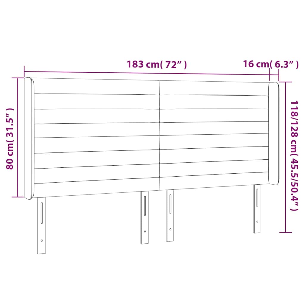 Kopfteil mit Ohren Dunkelblau 183x16x118/128 cm Samt