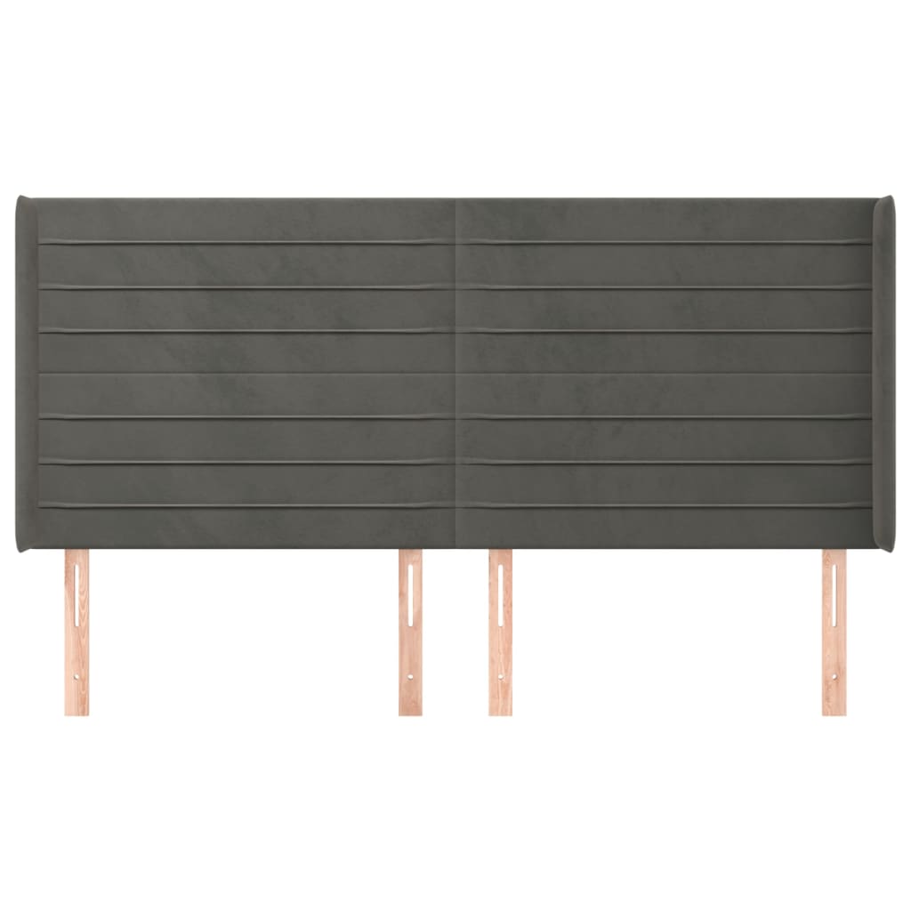 Kopfteil mit Ohren Dunkelgrau 203x16x118/128 cm Samt
