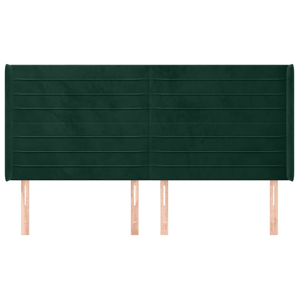 Kopfteil mit Ohren Dunkelgrün 203x16x118/128 cm Samt