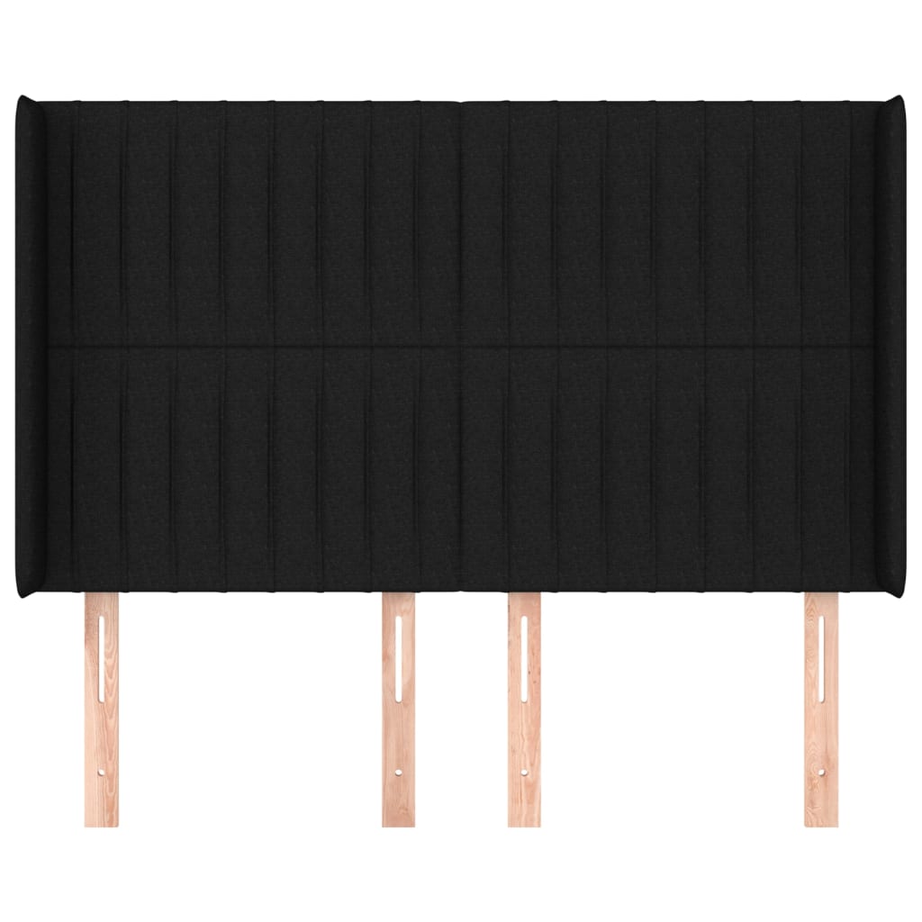 Kopfteil mit Ohren Schwarz 147x16x118/128 cm Stoff