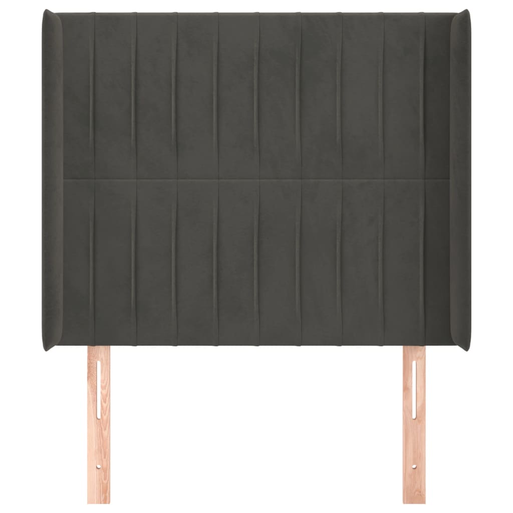 Kopfteil mit Ohren Dunkelgrau 83x16x118/128 cm Samt