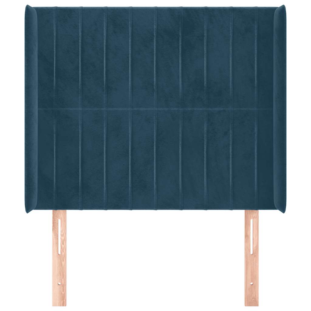 Kopfteil mit Ohren Dunkelblau 83x16x118/128 cm Samt