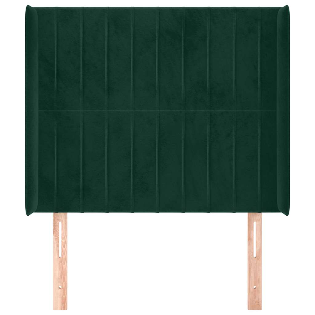 Kopfteil mit Ohren Dunkelgrün 93x16x118/128 cm Samt