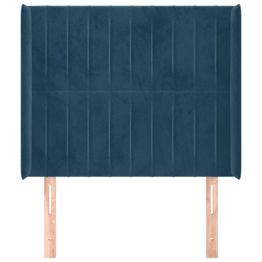 Kopfteil mit Ohren Dunkelblau 93x16x118/128 cm Samt