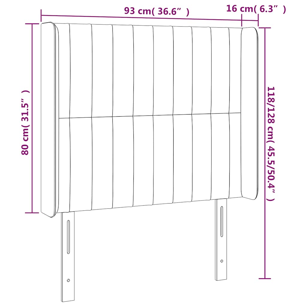 Kopfteil mit Ohren Dunkelblau 93x16x118/128 cm Samt