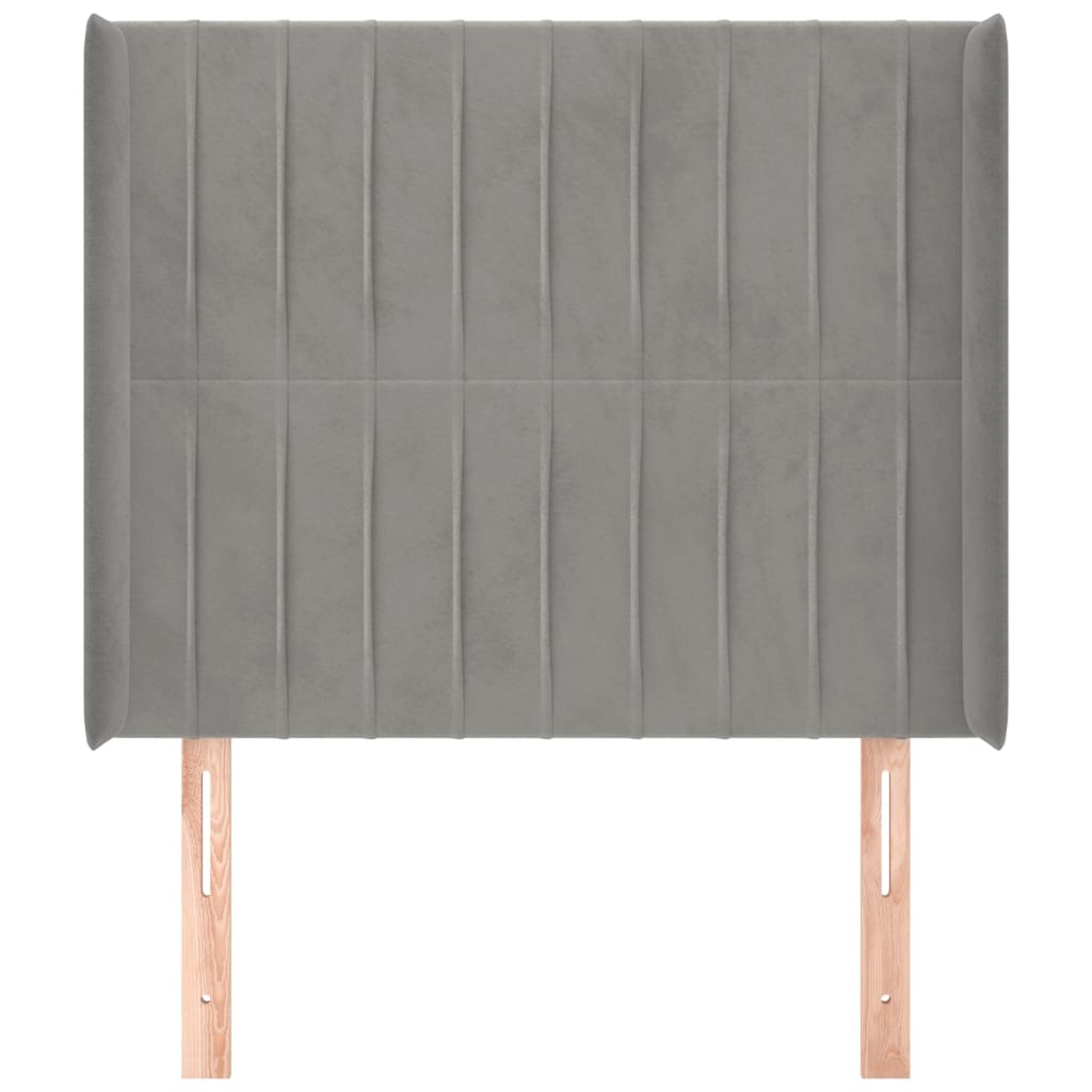 Kopfteil mit Ohren Hellgrau 103x16x118/128 cm Samt