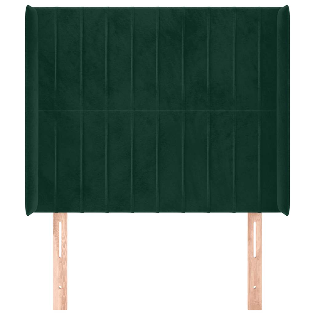 Kopfteil mit Ohren Dunkelgrün 103x16x118/128 cm Samt