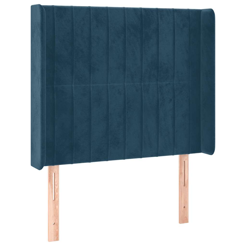 Kopfteil mit Ohren Dunkelblau 103x16x118/128 cm Samt