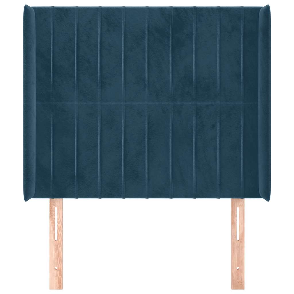 Kopfteil mit Ohren Dunkelblau 103x16x118/128 cm Samt