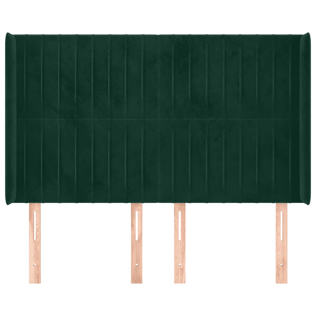 Kopfteil mit Ohren Dunkelgrün 147x16x118/128 cm Samt
