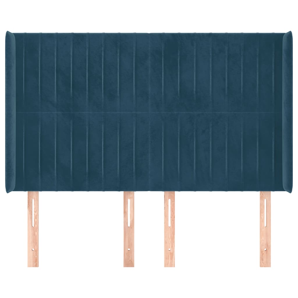 Kopfteil mit Ohren Dunkelblau 147x16x118/128 cm Samt
