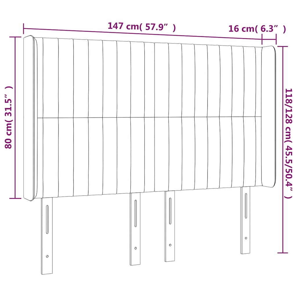 Kopfteil mit Ohren Dunkelblau 147x16x118/128 cm Samt