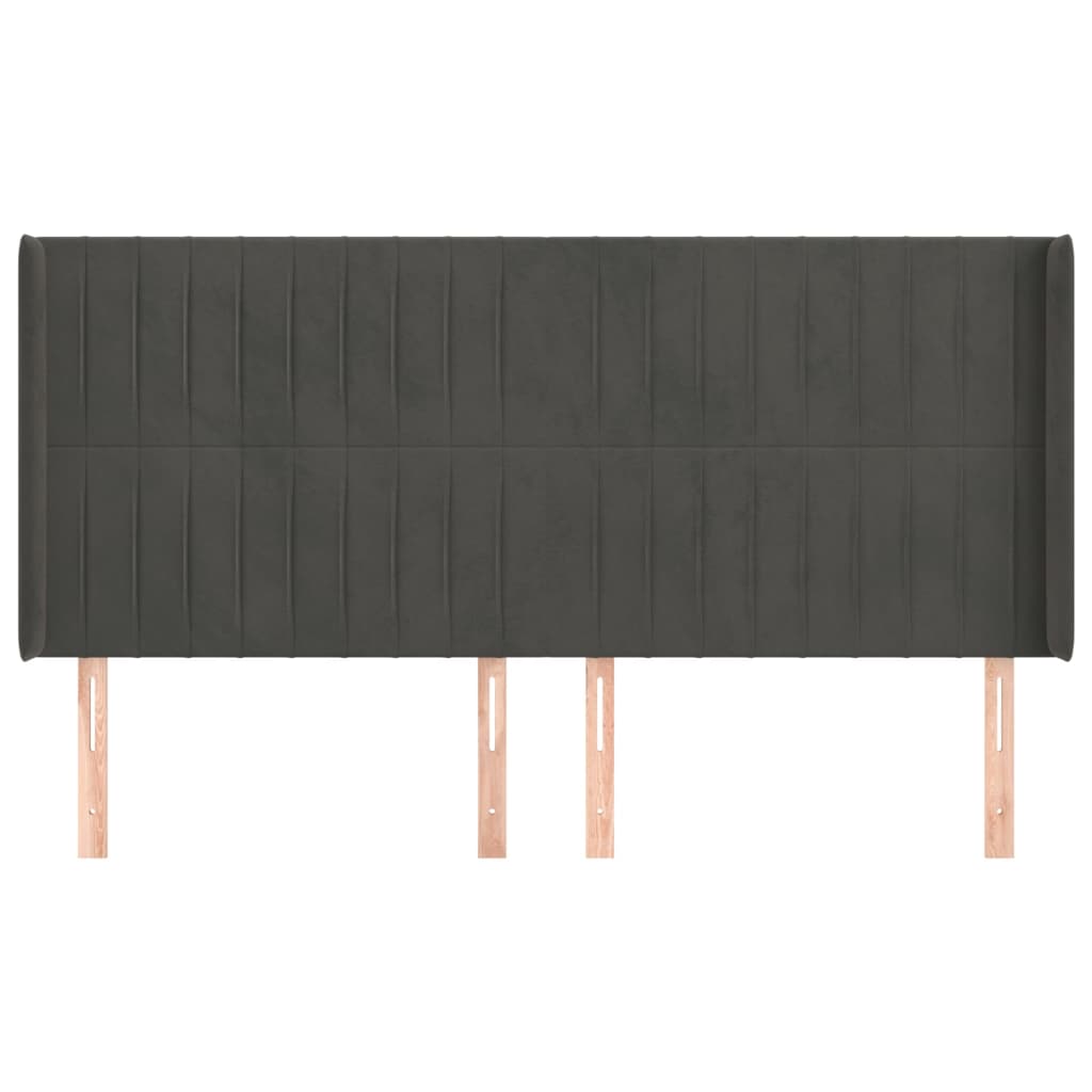 Kopfteil mit Ohren Dunkelgrau 163x16x118/128 cm Samt
