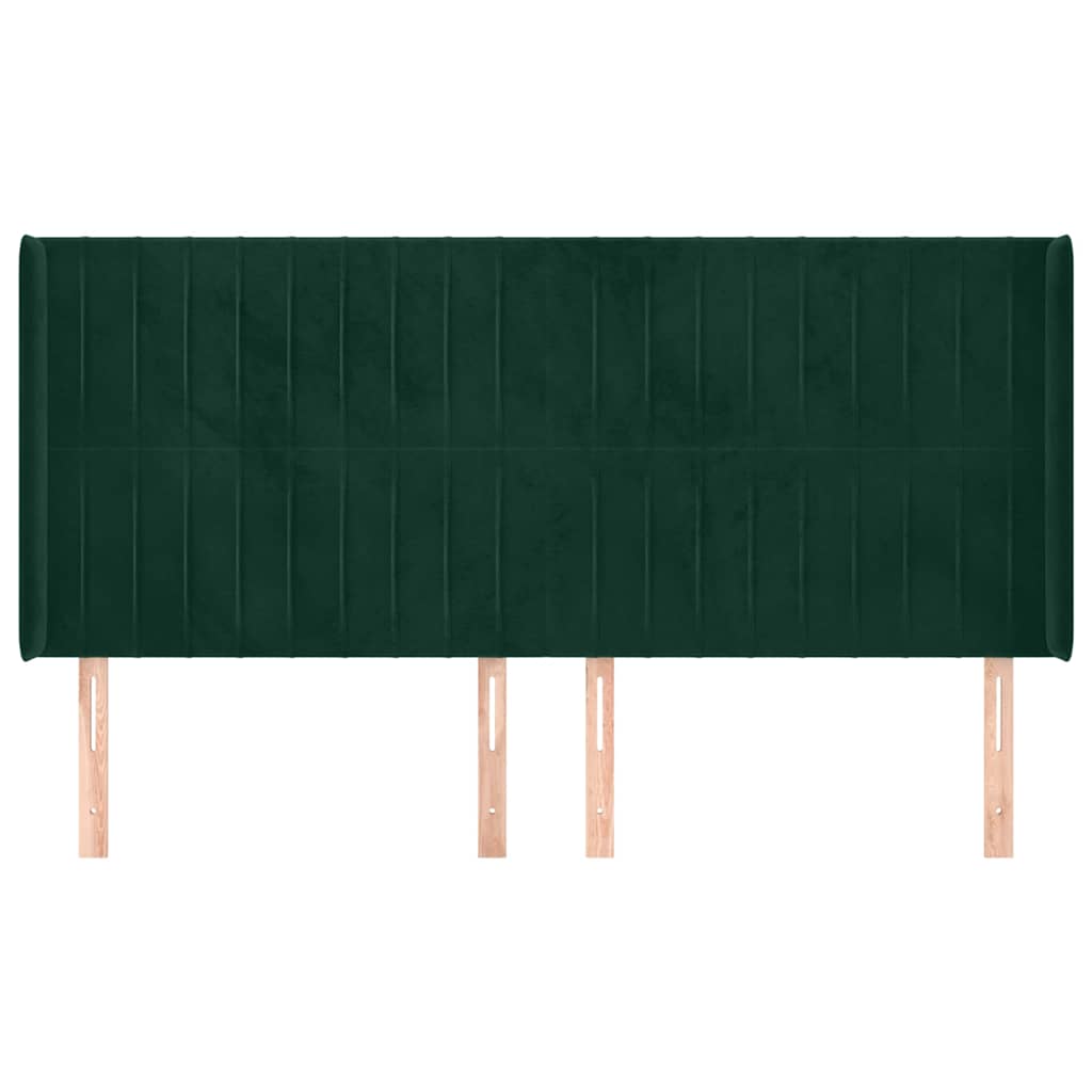 Kopfteil mit Ohren Dunkelgrün 163x16x118/128 cm Samt