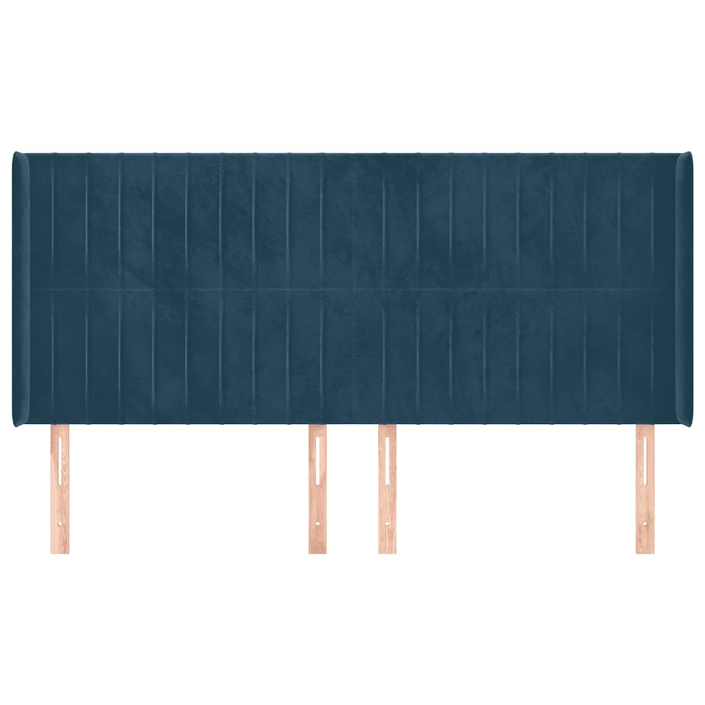 Kopfteil mit Ohren Dunkelblau 163x16x118/128 cm Samt