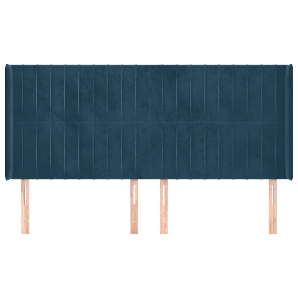 Kopfteil mit Ohren Dunkelblau 183x16x118/128 cm Samt