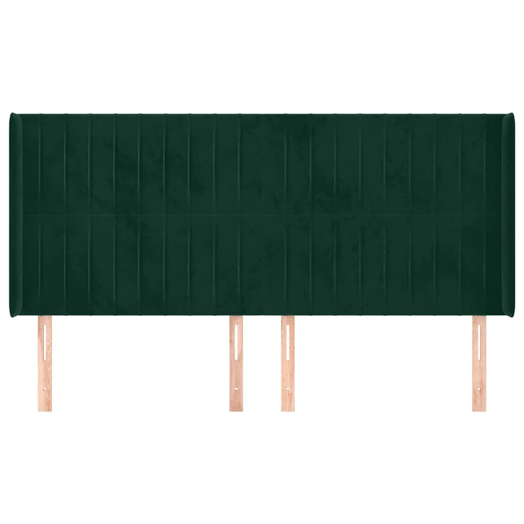 Kopfteil mit Ohren Dunkelgrün 203x16x118/128 cm Samt
