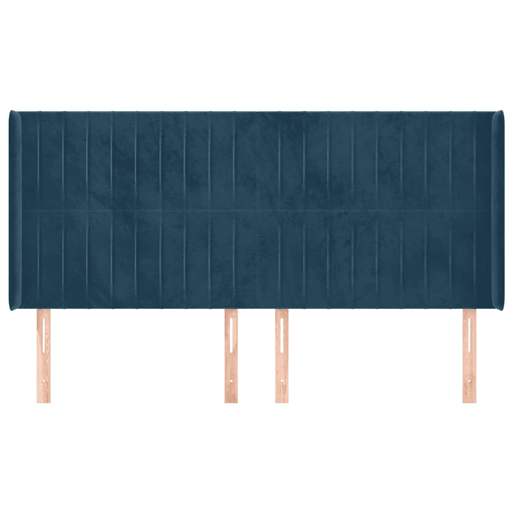 Kopfteil mit Ohren Dunkelblau 203x16x118/128 cm Samt
