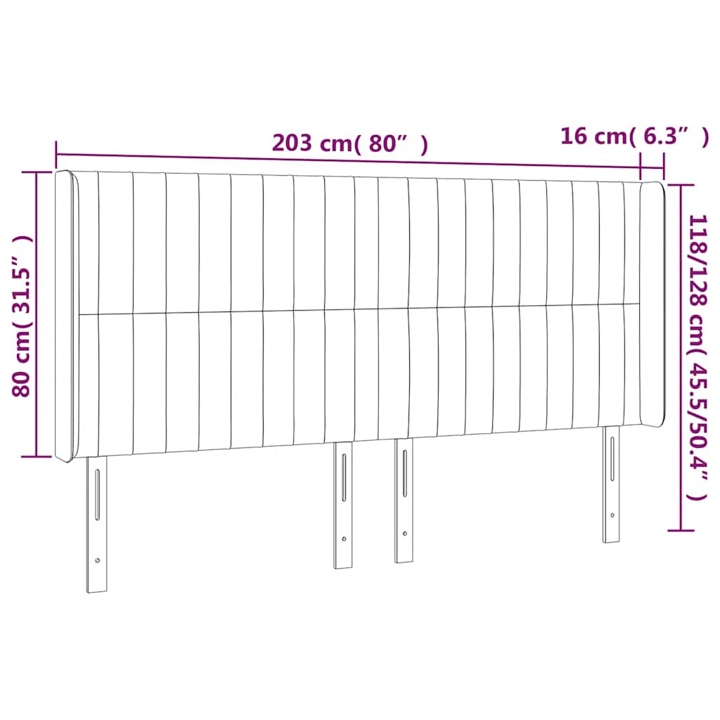 Kopfteil mit Ohren Dunkelblau 203x16x118/128 cm Samt