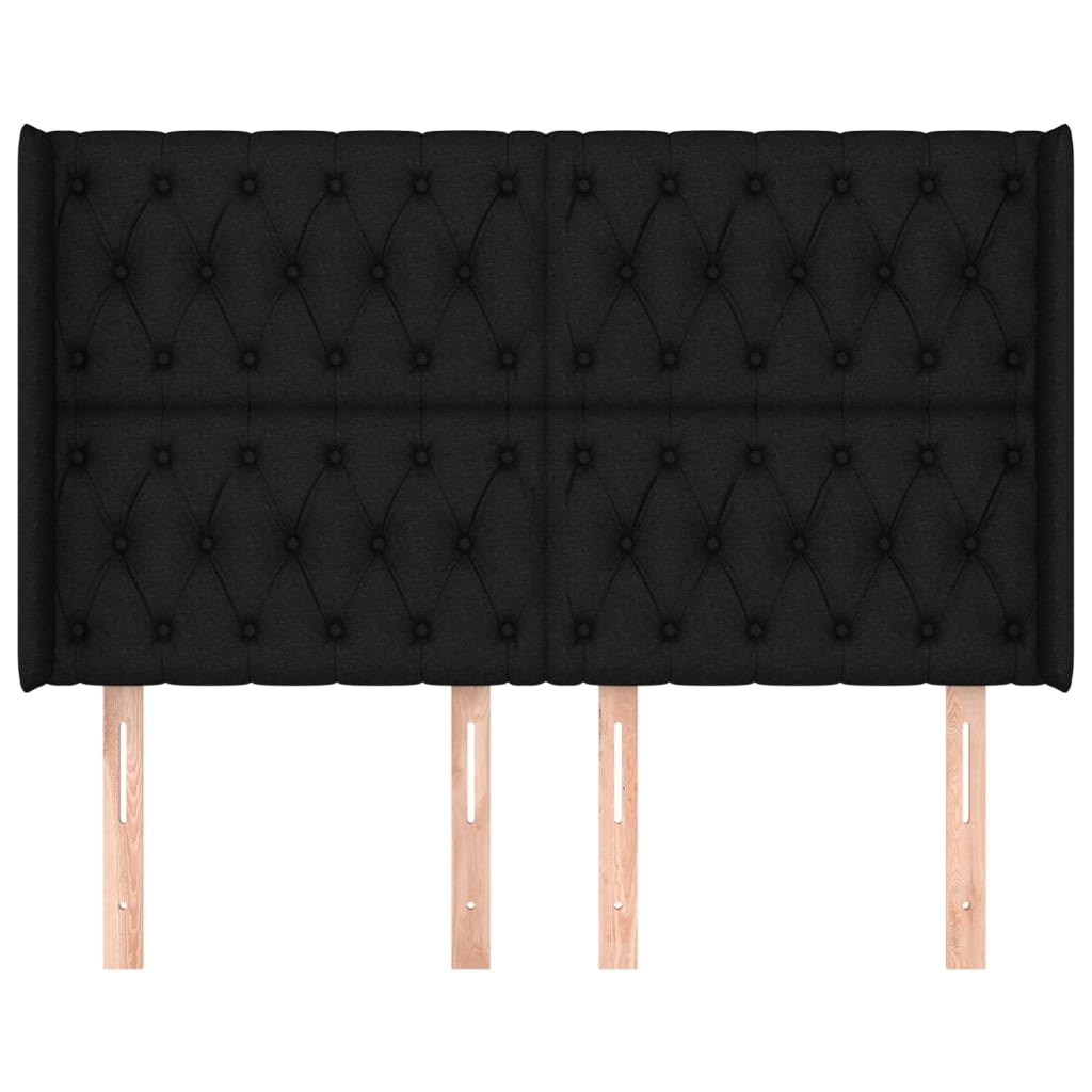 Kopfteil mit Ohren Schwarz 163x16x118/128 cm Stoff