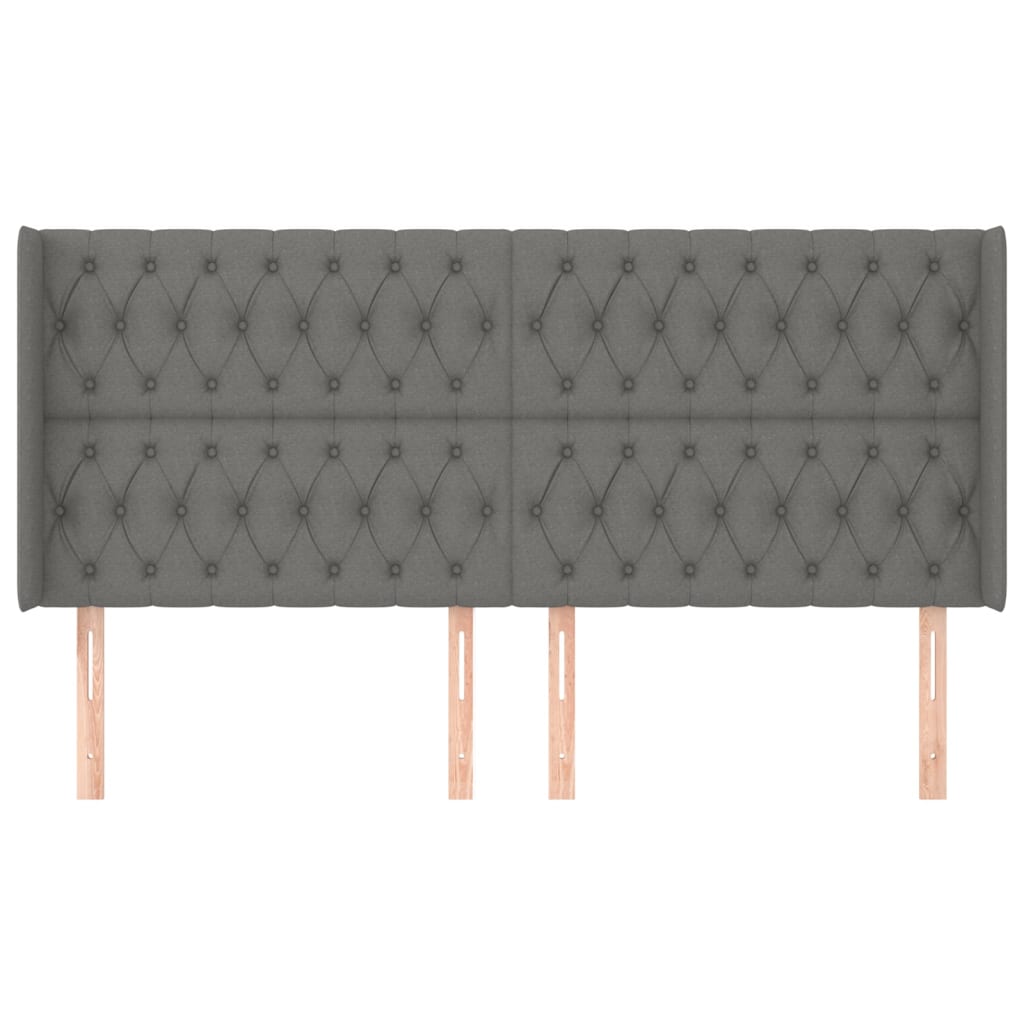 Kopfteil mit Ohren Dunkelgrau 183x16x118/128 cm Stoff