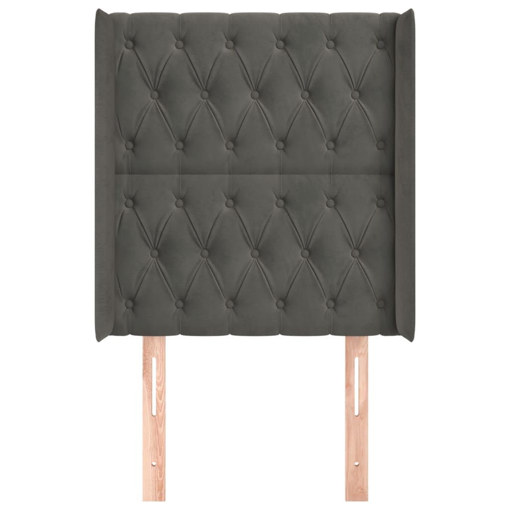 Kopfteil mit Ohren Dunkelgrau 83x16x118/128 cm Samt
