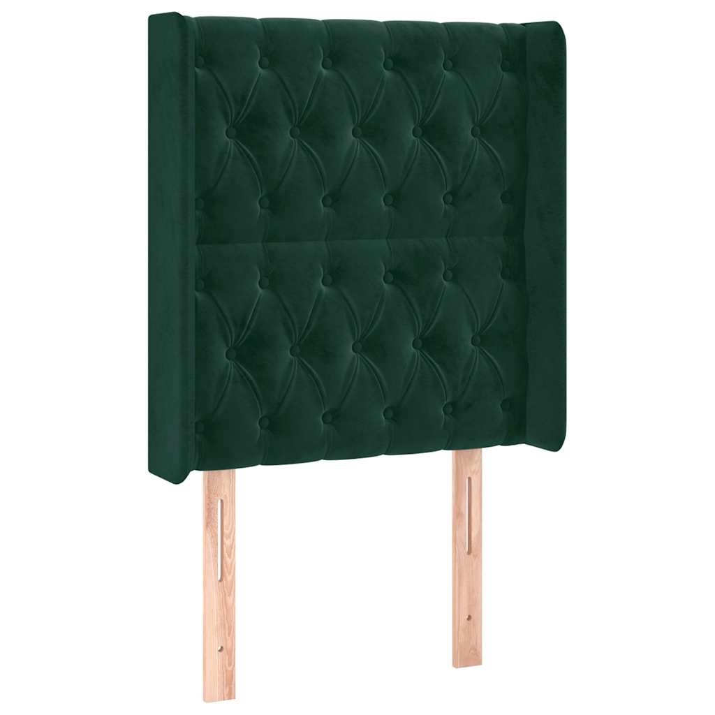 Kopfteil mit Ohren Dunkelgrün 83x16x118/128 cm Samt