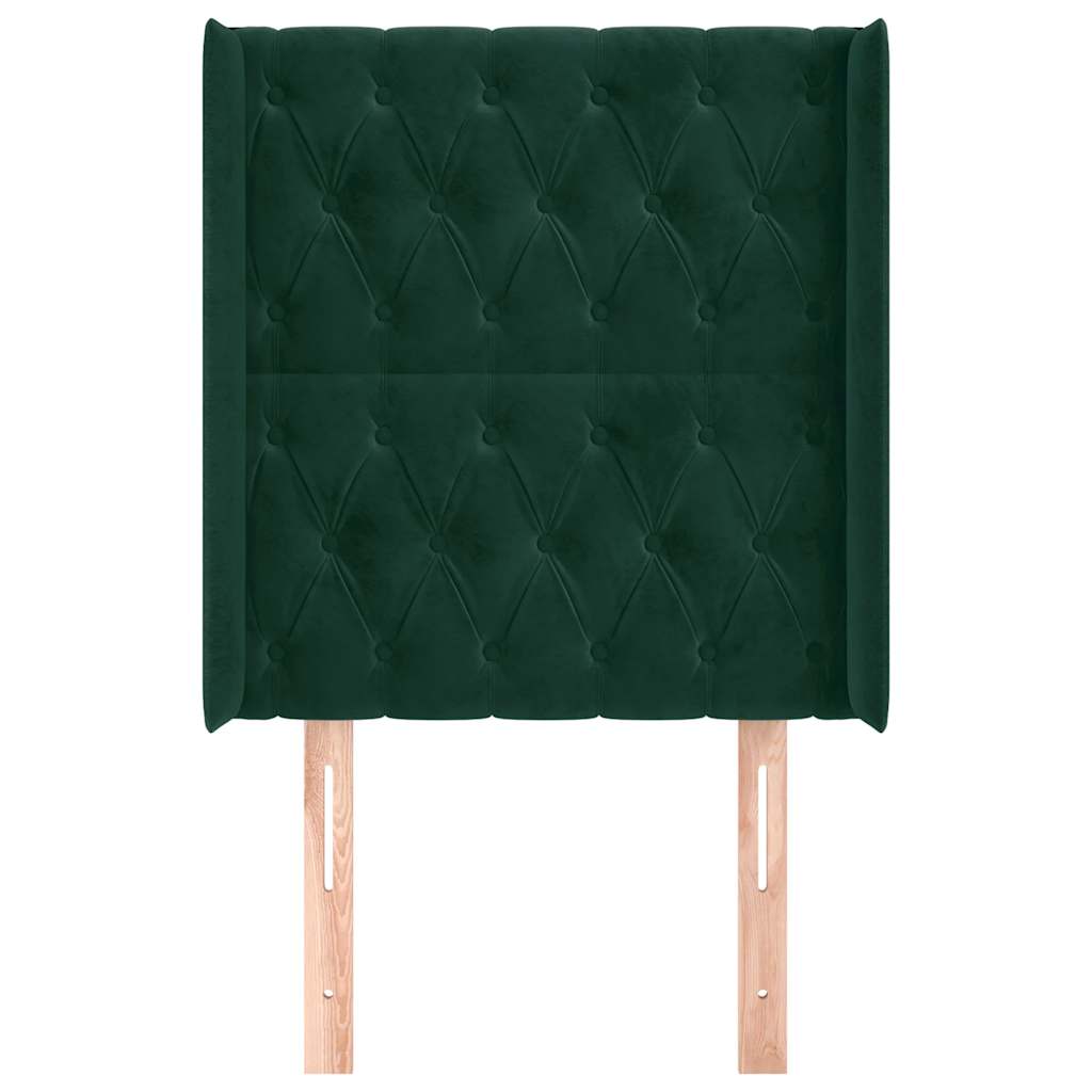 Kopfteil mit Ohren Dunkelgrün 83x16x118/128 cm Samt