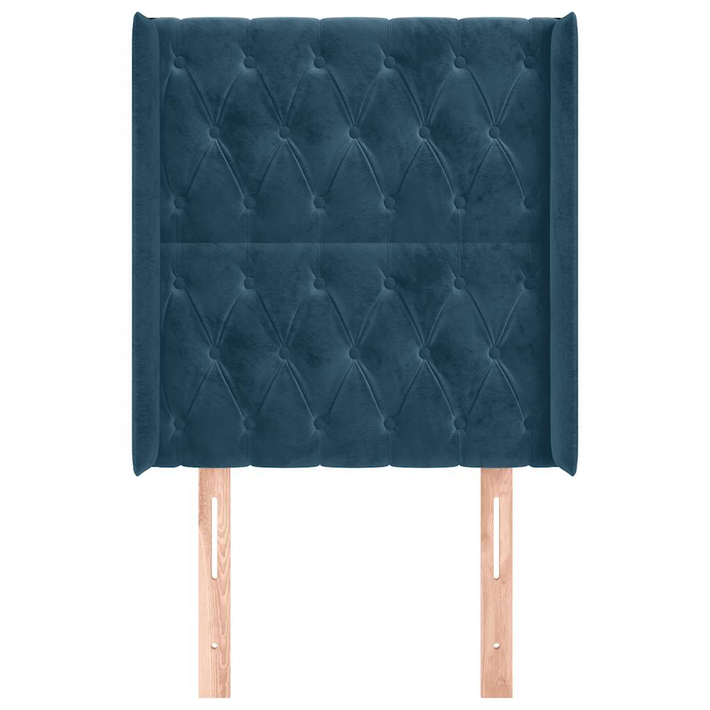 Kopfteil mit Ohren Dunkelblau 83x16x118/128 cm Samt