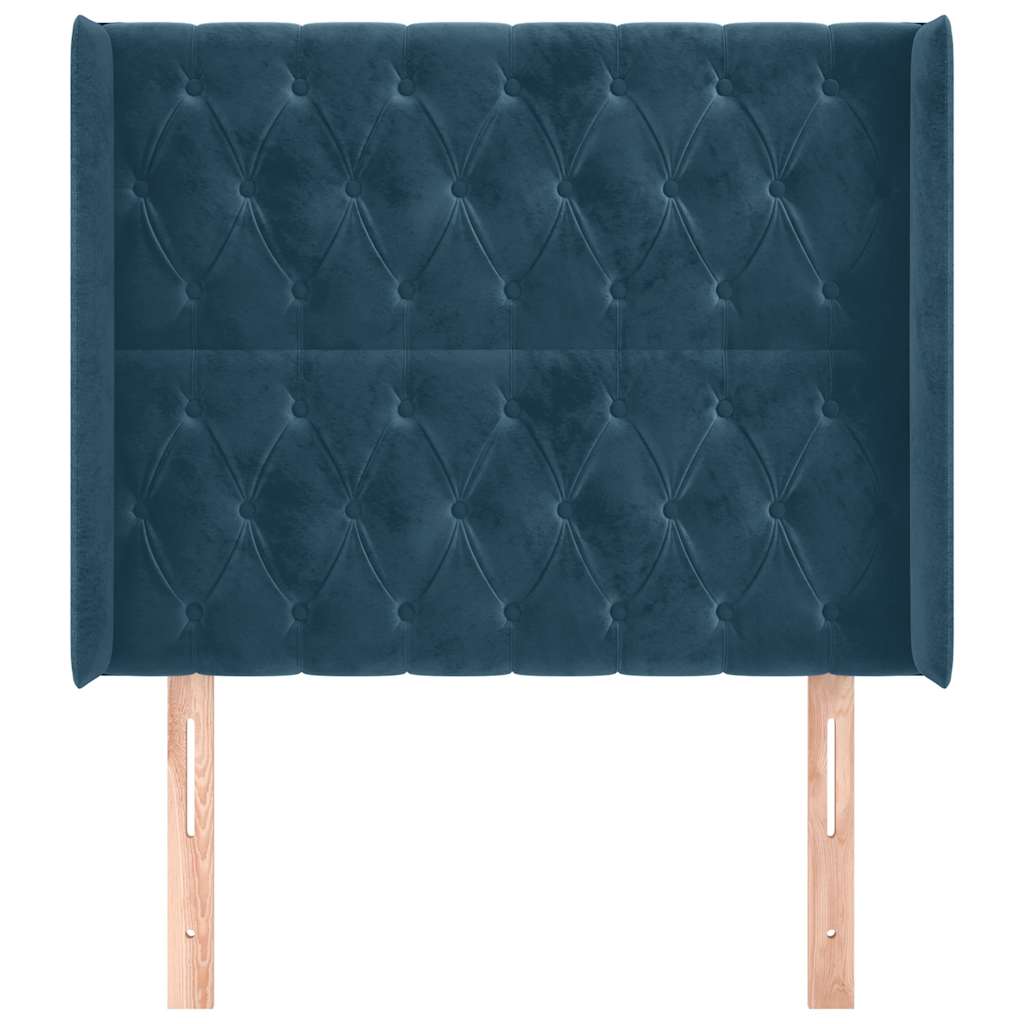 Kopfteil mit Ohren Dunkelblau 93x16x118/128 cm Samt