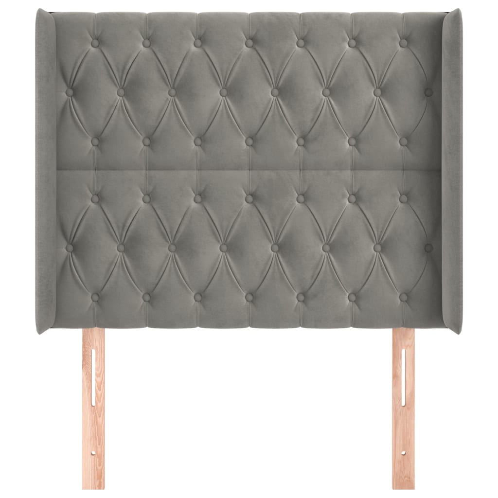 Kopfteil mit Ohren Hellgrau 103x16x118/128 cm Samt